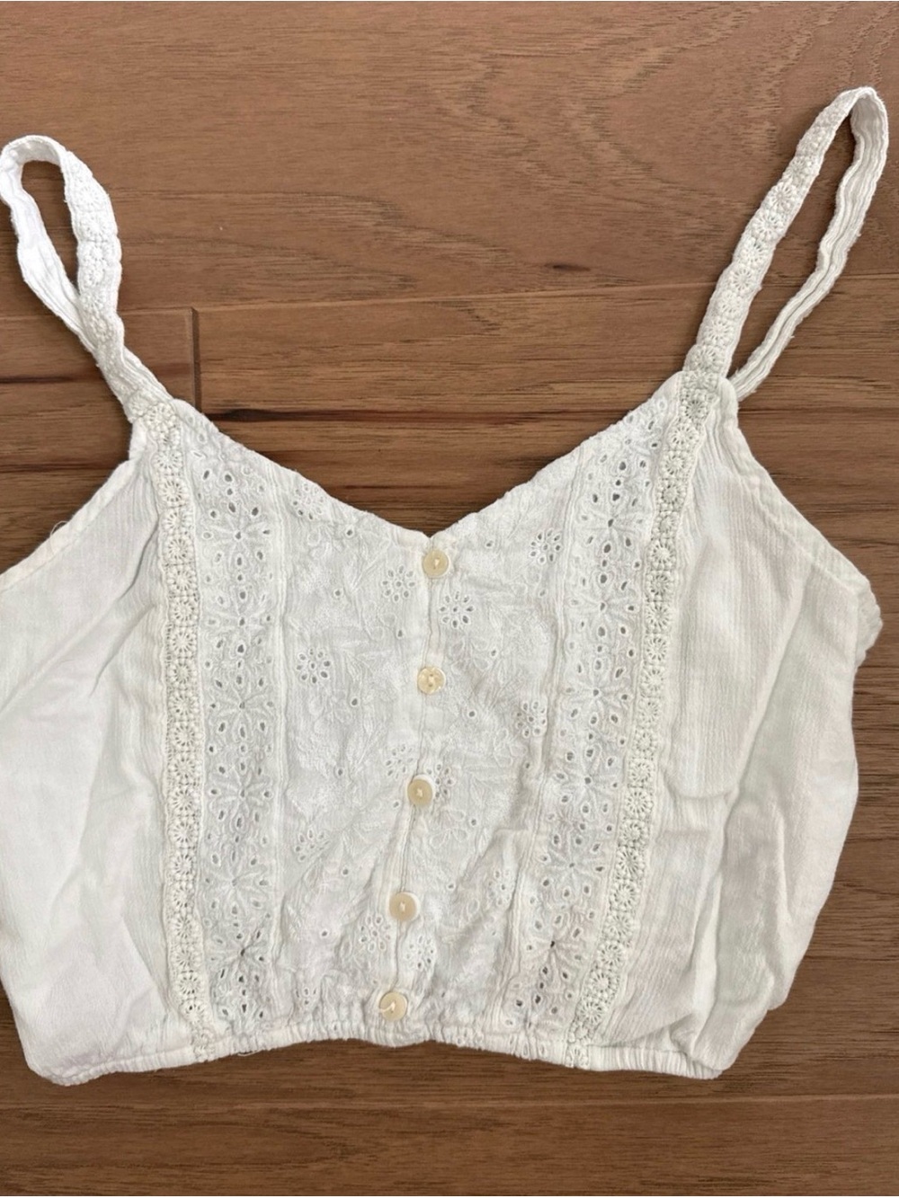 American Eagle white pointelle crop top size XS